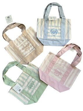 Trader Joe's Striped Mini Canvas Tote Bag Set